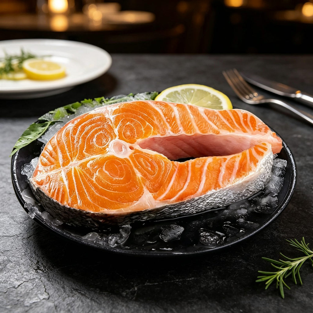 Skin-On Frozen Thick-Cut Salmon Steaks