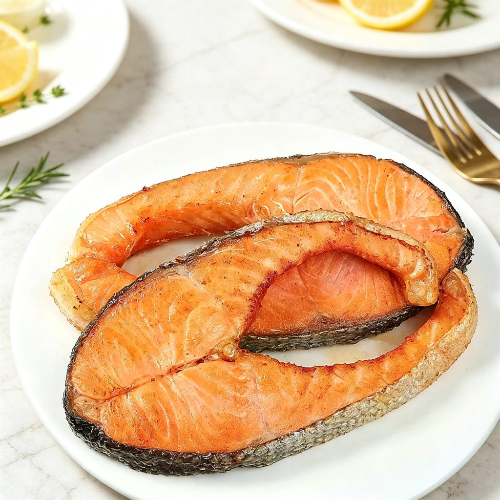 Skin-On Frozen Thick-Cut Salmon Steaks